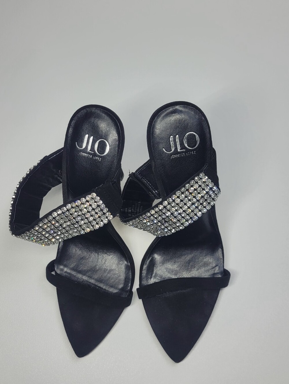 Sparkly Rhinestone Black Stiletto J Lo Heels Sz 8 Sexy Bling - Picture 7 of 13